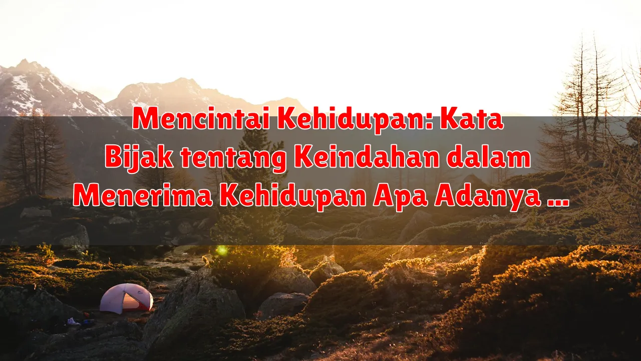 Mencintai Kehidupan: Kata Bijak tentang Keindahan dalam Menerima Kehidupan Apa Adanya